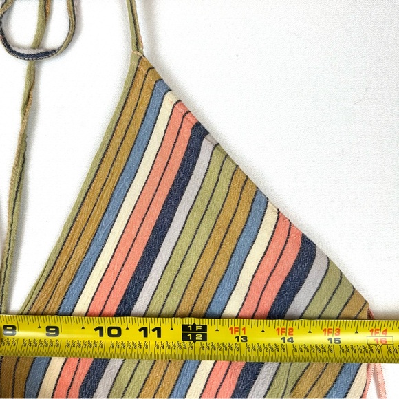 Lovestitch Halter Multi-Colored Stripe Low Back Asymmetrical Dress Beach Resort - Picture 7 of 8